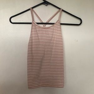 Pink and White Striped Crop Top